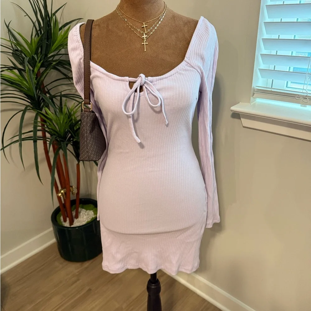 Lavender Ribbed Knit Dress - Picture 2 of 3